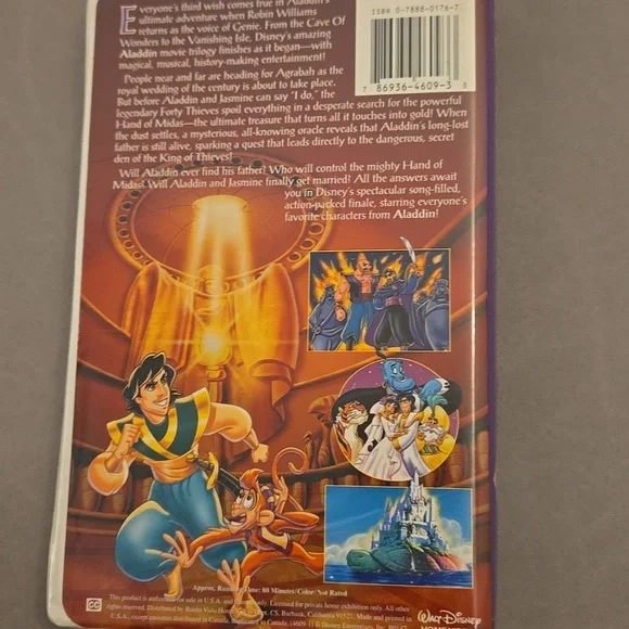 Disney Aladdin and the King of Thieves VHS - Damage To Cover - Picture 3 of 5
